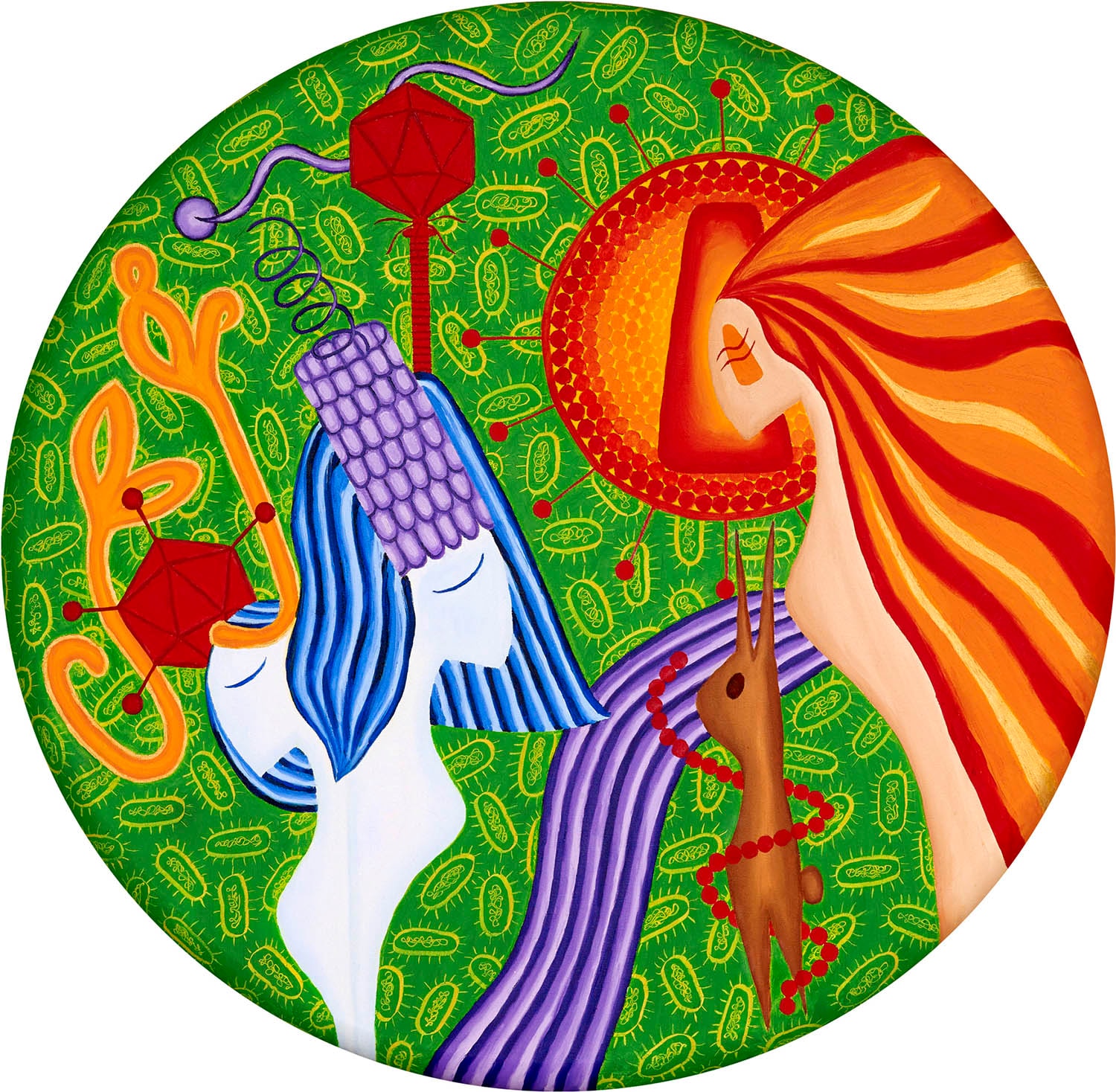 Infectious Agents: Viruses and Bacteria, a circular painting from the Biological Domains installation