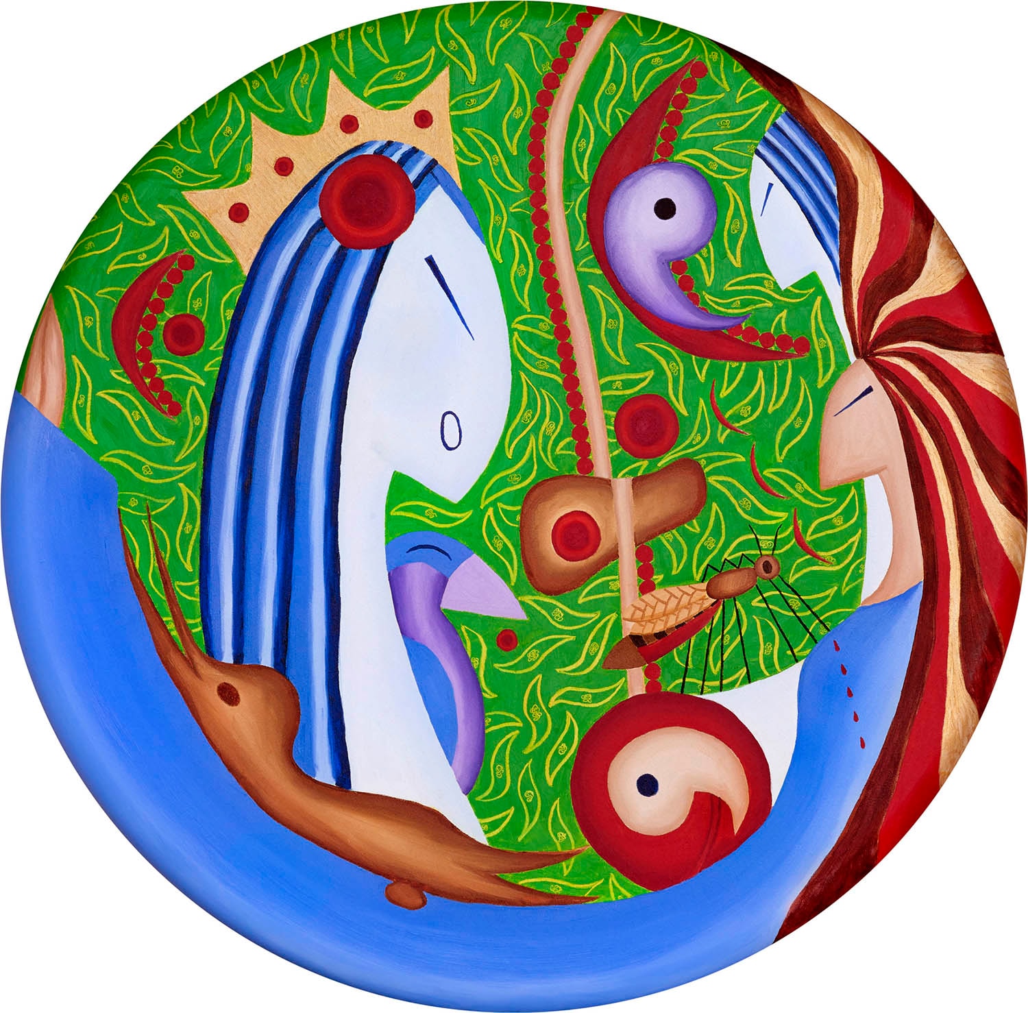 Queen of Malaria, a circular painting from the Biological Domains installation