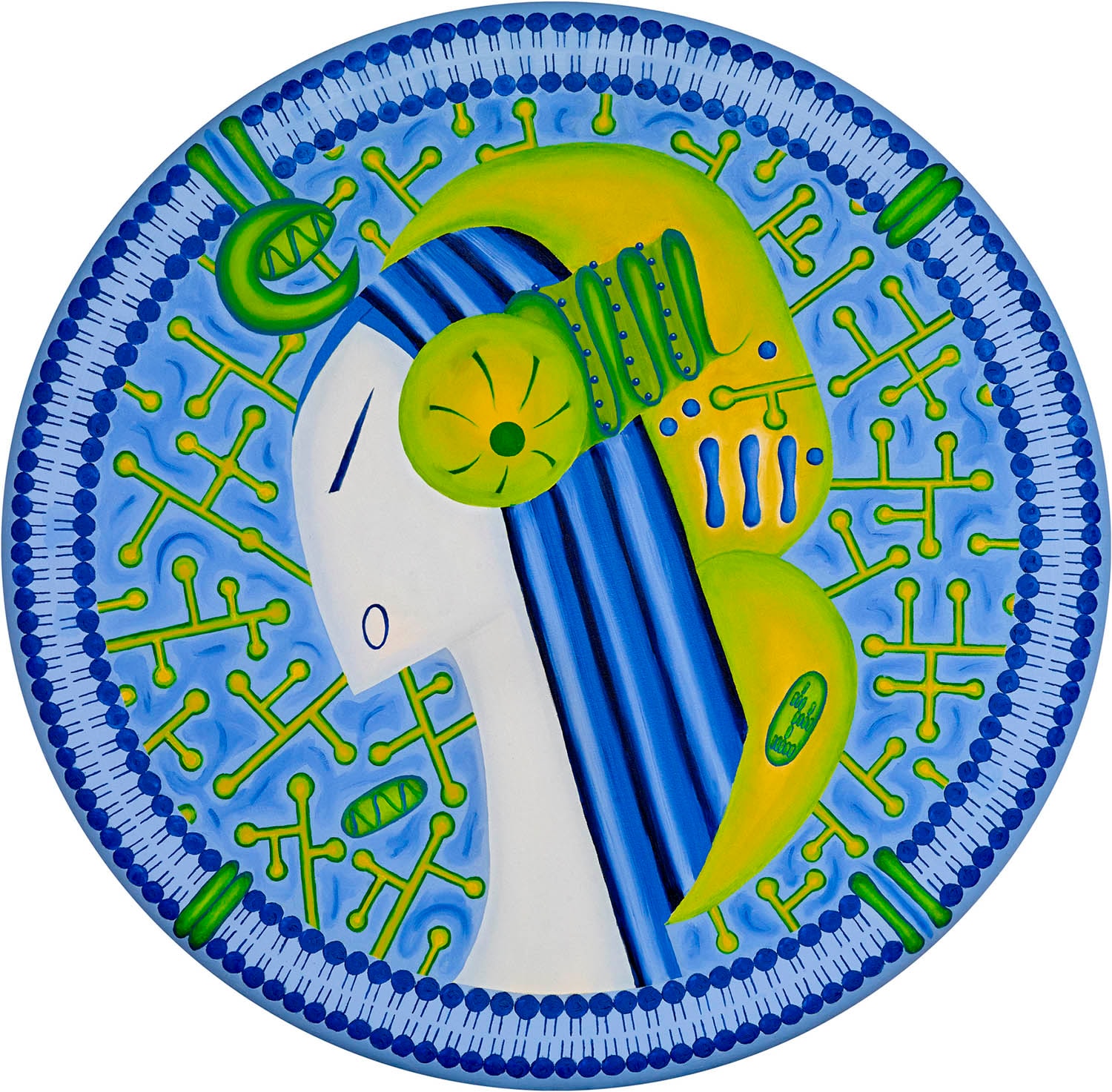 Queen of Organelles, a circular painting from the Biological Domains installation